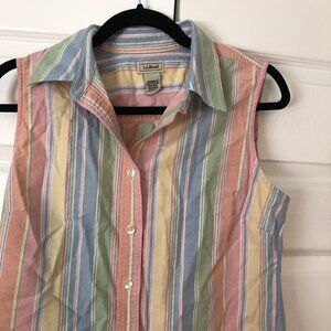 🍭Pastel Striped Sleeveless Button Up